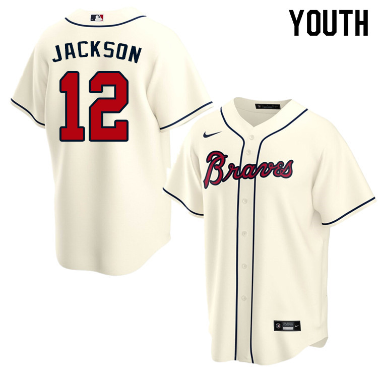 Nike Youth #12 Alex Jackson Atlanta Braves Baseball Jerseys Sale-Cream - Click Image to Close